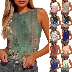 Women's Sleeveless Pleated Vest Shirt Top