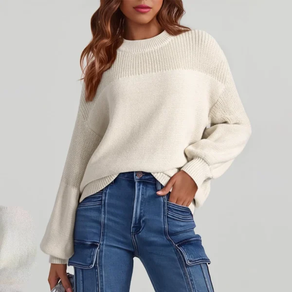 Women's Long Sleeve Winter Season Sweater Sweater Knitted Pullover Round Neck - Image 33