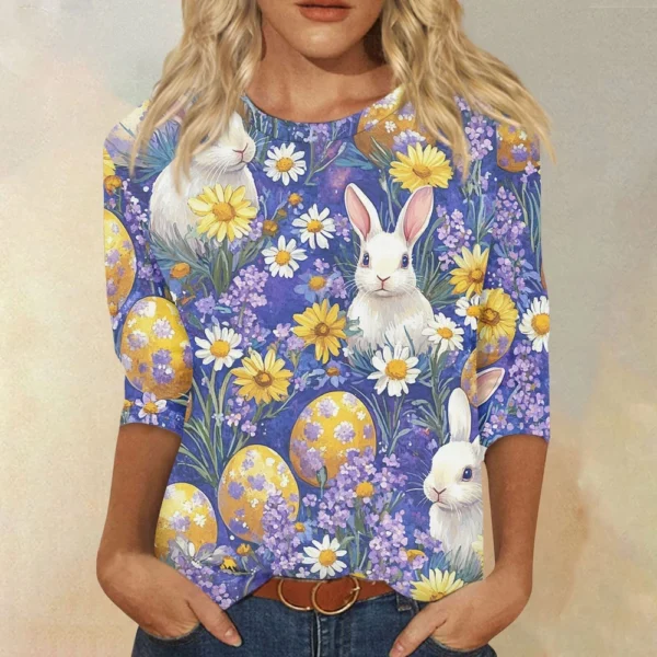 Women's Loose Printed Casual Round Neck Short Sleeved Daily Fashion T-Shirt - Image 40
