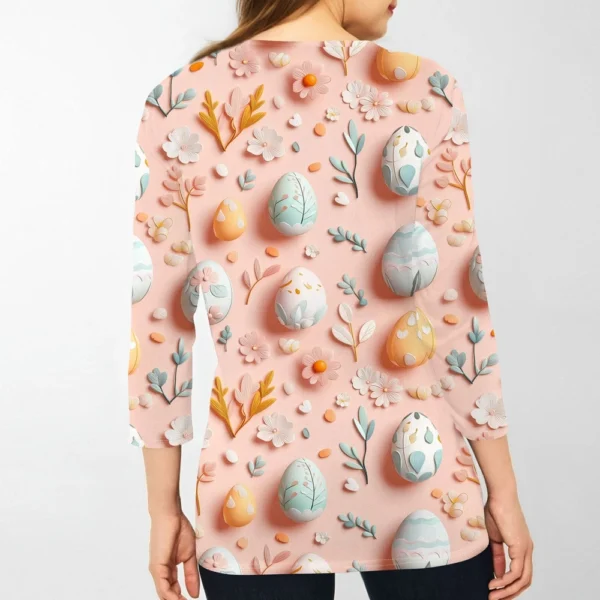 Women's Printed Tops Plus Size Casual Easter Basic Fashion 3/4 Sleeve Pullover - Image 12