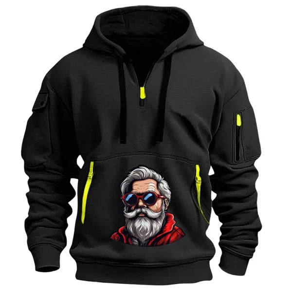 Men's Printed Sweatshirt Hoodie Zipper Arm Pocket Cardigan Men's Sports Large - Image 14