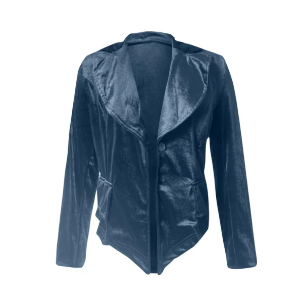 Women's Long Sleeved Lapel Solid Color Gold Velvet Loose Jacket - Image 9