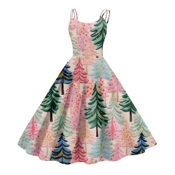 Women's Printed Strapless Gothic Cocktail Punk Sexy Fashion Dress Christmas - Image 29
