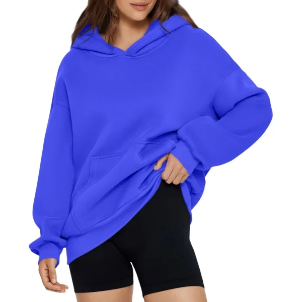 Women's Fashion Spring Hooded Sweatshirt Casual Pocket Top Loose Pullover - Image 6