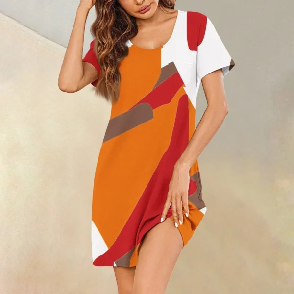 Womens Summer Dresses Short Sleeve Linen Casual T-Shirt Dresses Swing Beach - Image 13