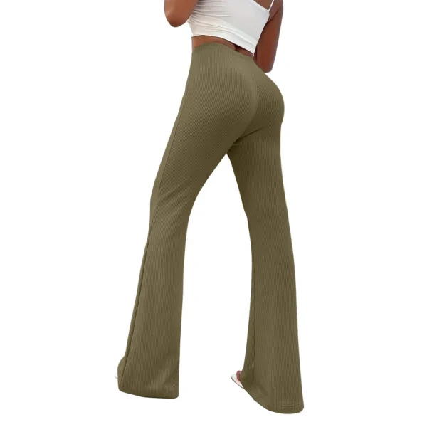 Womens Fashion Stripe Loose Solid Sweatpants Casual Trousers Bell Bottom Yoga - Image 13