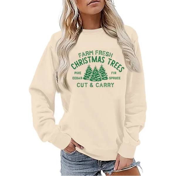 Women's Sweatshirt Sports Christmas Print Pullover Sweatshirt Round Neck Long - Image 13