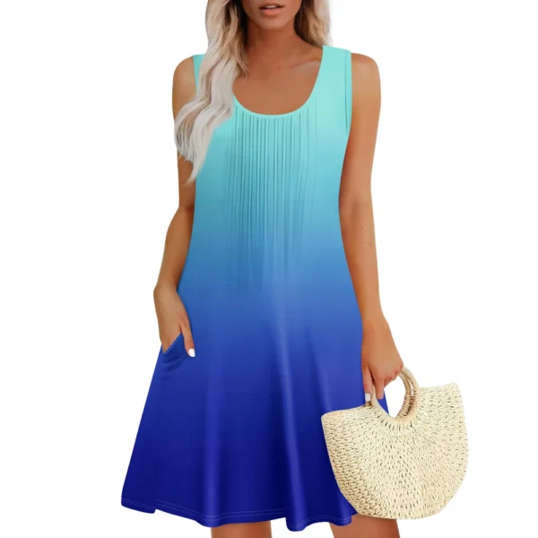 Womens Summer Dresses Loose  Sleeveless Sundresses Dress With Pockets - Image 17