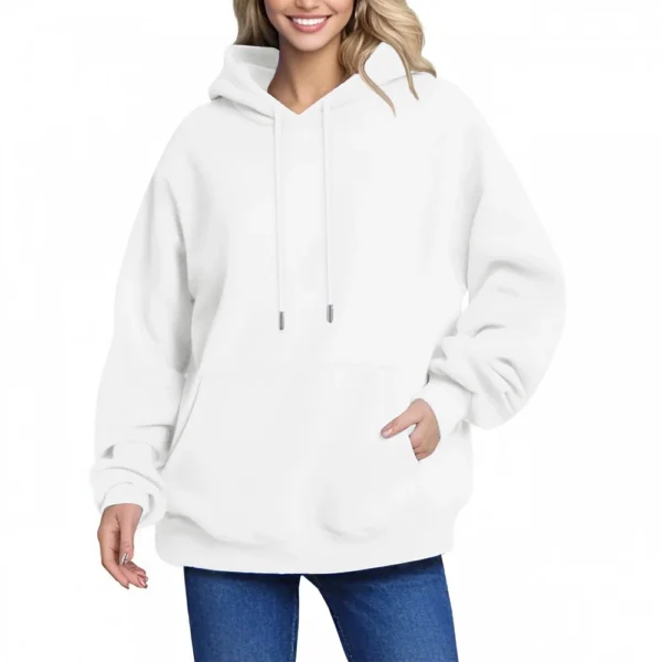Women's Hoodie Women's Solid Color Long-sleeved Baggy Pullover Sweater Top - Image 56