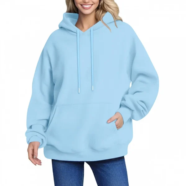 Women's Hoodie Women's Solid Color Long-sleeved Baggy Pullover Sweater Top - Image 38