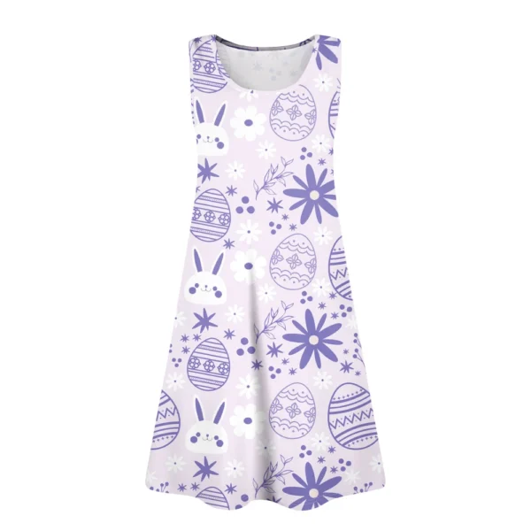 Womens Summer Dresses Easter Print  Loose U Neck Sleeveless Sundresses Dress - Image 9