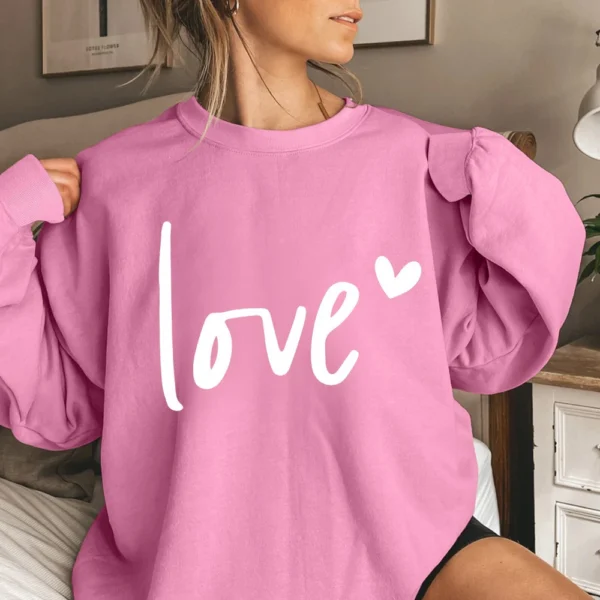 Women's T-shirt Tops Loose, Fashionable And Casual  Valentine's Day Print Round - Image 28