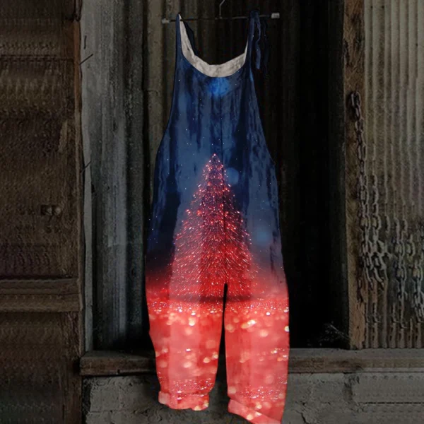 Women's Vintage Loose Christmas Casual Shoulder Strap Jumpsuit Print - Image 19