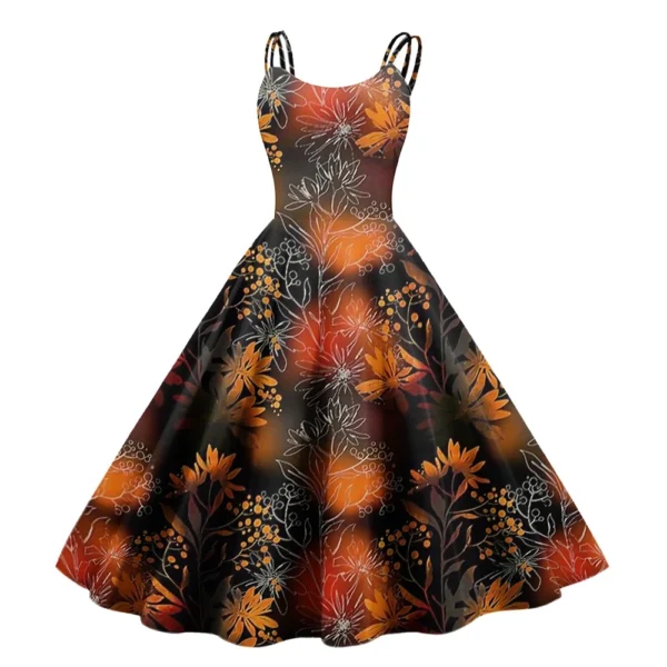 Women's Printed Strapless Gothic Cocktail Fashion Sexy Christmas Dress Punk - Image 26