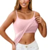 Womens Cami Adjustable Strap Camisole With Built in Padded Bra Vest Tank Tops - Image 12