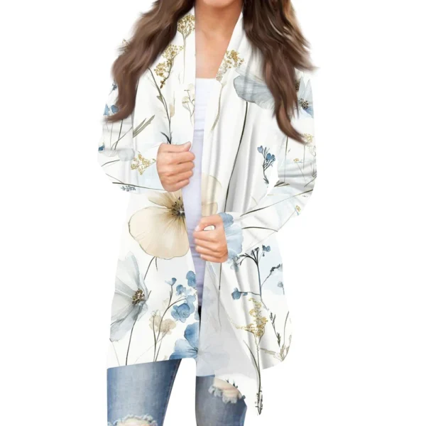 Women's Fashion Casual Vintage Floral Printed Mid-Length Cardigan Jacket - Image 14