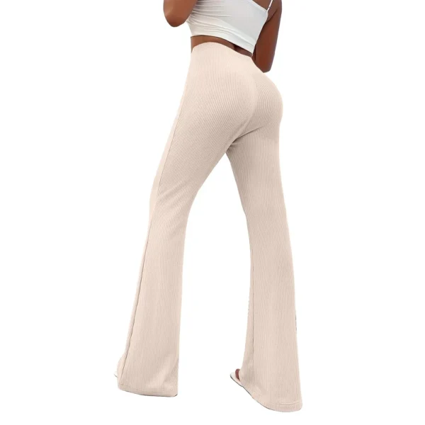 Womens Fashion Stripe Loose Solid Sweatpants Casual Trousers Bell Bottom Yoga - Image 17