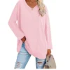 Women's shirt loose collar solid color women's top - Image 10
