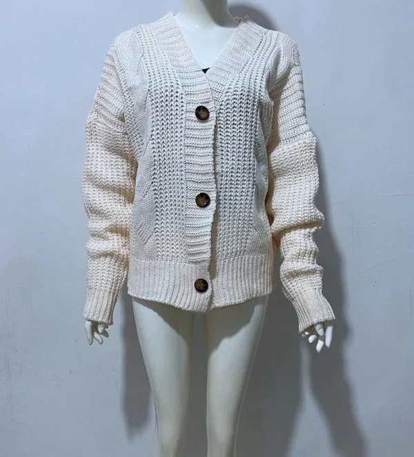 Women's Fashion V-neck Knitted Twisted Cardigan European And American - Image 8