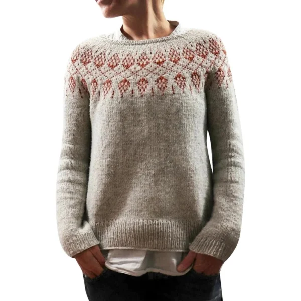 Women's Fashionable Casual Printed Round Neck Pullover Loose Long Sleeved - Image 14