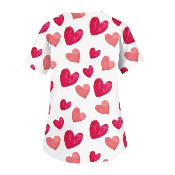 Women's Fashion V-neck Short Sleeve Workwear With Pockets Printed Tops - Image 10