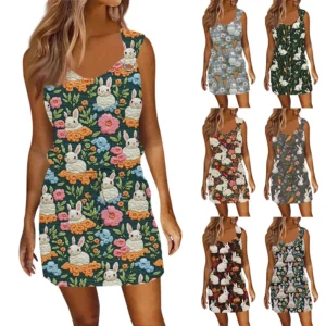 Women's Loose Fashion Casual Sundresses Summer Easter Dresses Printed Dress