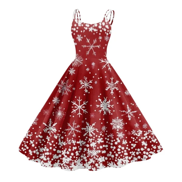 Women's Gothic Cocktail Punk Strapless Printed Christmas Sexy Dress Fashion - Image 41