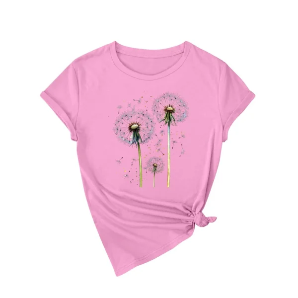 Women's Loose Daily Casual Round Neck Short Sleeved Fashion Printed T-Shirt - Image 23