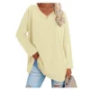 Women's shirt loose collar solid color women's top - Image 19
