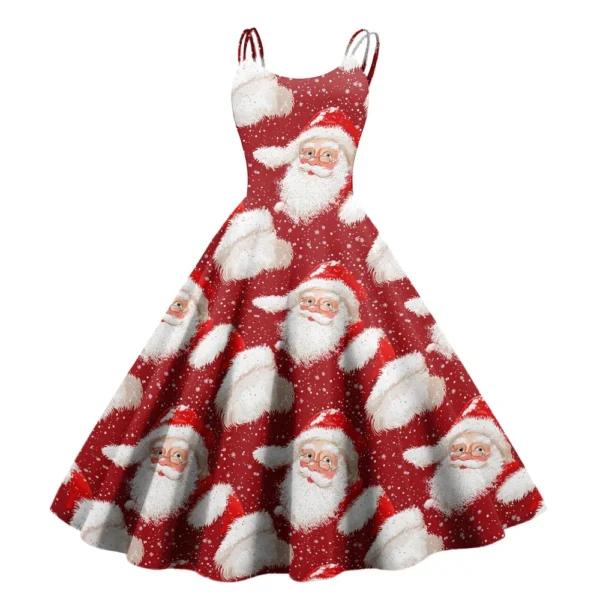Women's Punk Christmas Strapless Gothic Cocktail Printed Fashion Dress Sexy - Image 11