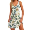 Women's Floral Print Dress, Vest, Skirt With Pockets, Beach Skirt, V-Neck Vest - Image 6