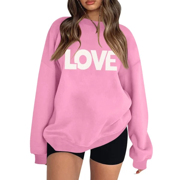 Women's T-shirt Tops Loose, Fashionable And Casual  Valentine's Day Print Round - Image 14