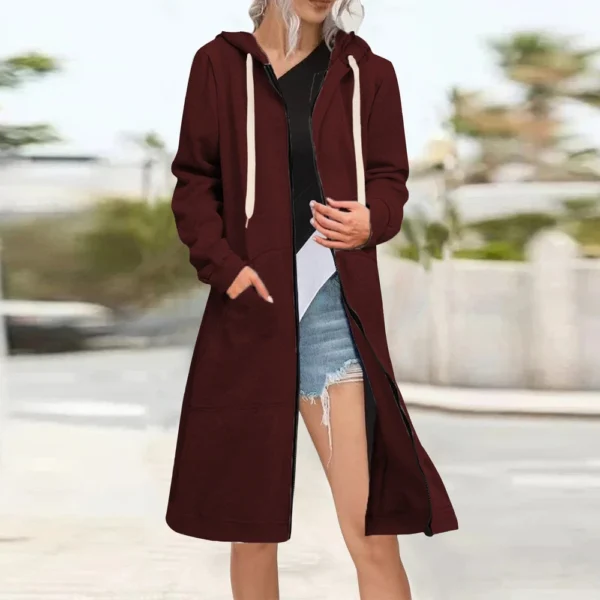 Women's Zip Up Hoodies Oversized Fleece Long Sleeve Sweatshirts Jacket Coat - Image 26