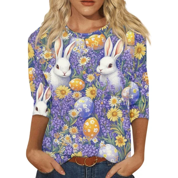Women's Loose Printed Casual Round Neck Short Sleeved Daily Fashion T-Shirt - Image 38