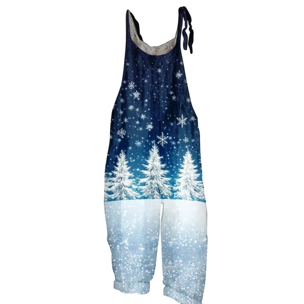 Women's Shoulder Strap Print Christmas Loose Vintage Jumpsuit Casual - Image 20