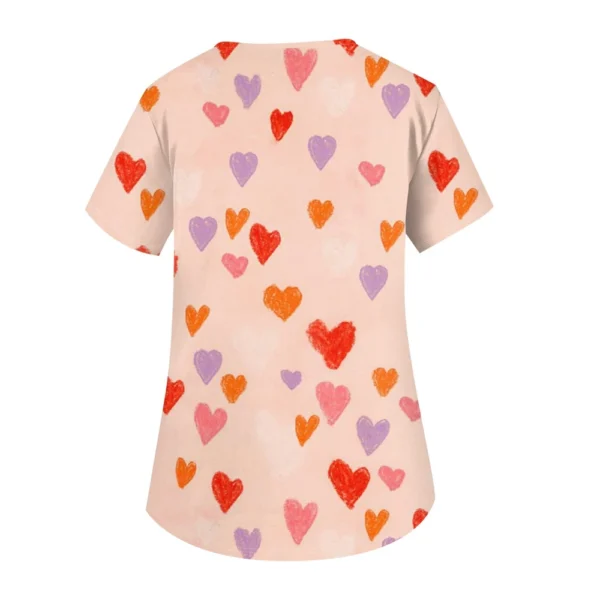 Women's Fashion V-neck Short Sleeve Workwear With Pockets Printed Tops - Image 12