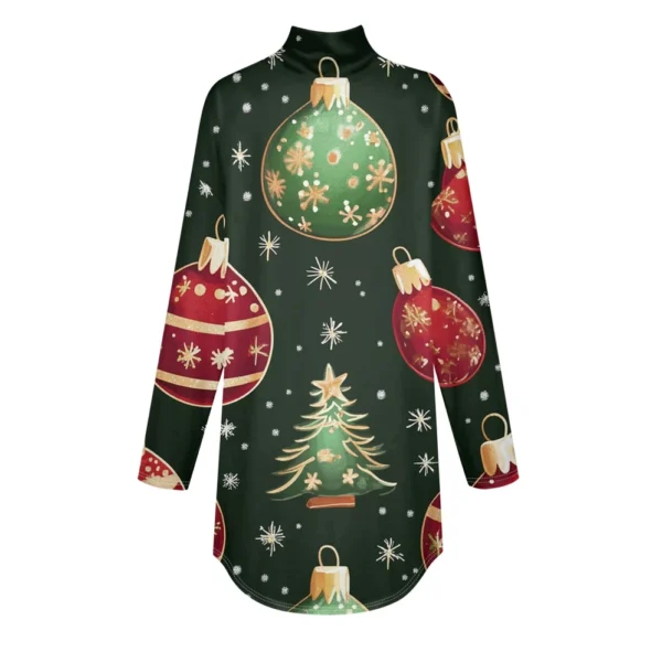Women's Printed Christmas High Neck Pullover Long Sleeve Casual Fashion T-Shirt - Image 11