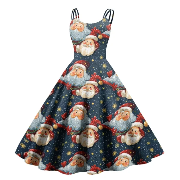 Women's Punk Christmas Strapless Gothic Cocktail Printed Fashion Dress Sexy - Image 7