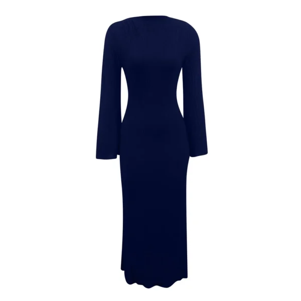Women's Fall Dresses 2024 Maxi Dresses Solid Flare Sleeve Dress Bodycon Dresses - Image 17