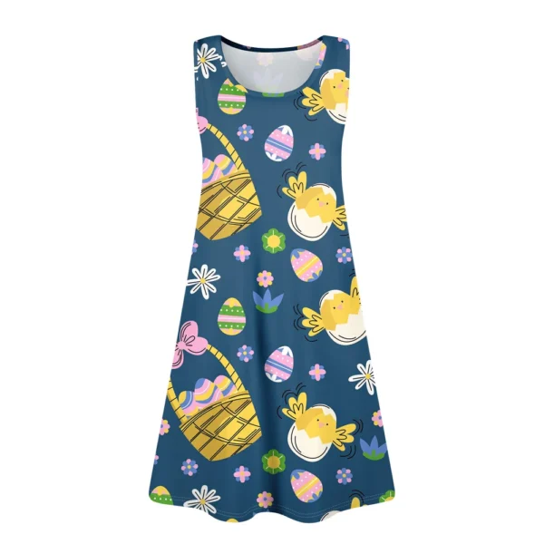 Womens Summer Dresses Easter Print  Loose U Neck Sleeveless Sundresses Dress - Image 12