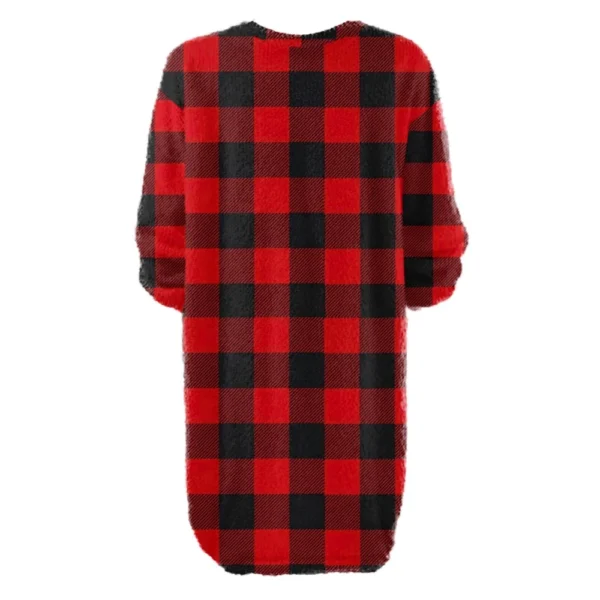 Women's Round Neck Casual Long Sleeve Plush Gradient Plaid Dresses - Image 10