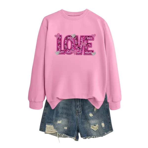Women's T-shirt Tops Loose, Fashionable And Casual  Valentine's Day Print Round - Image 12