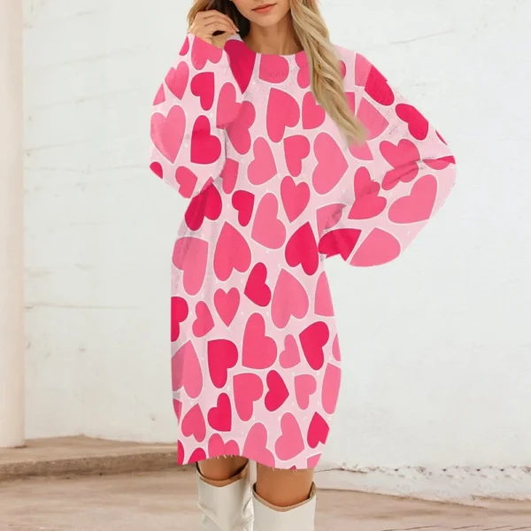 Women's Round Neck Casual Long Sleeve Valentine's Day Plush Gradient Plaid - Image 22