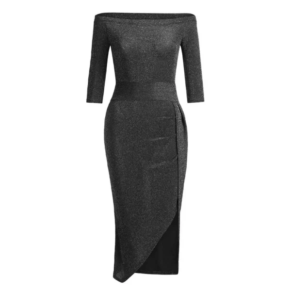 Women's Tube Strapless Maxi Dress Side Slit Bodycon Dress Cocktail Dress - Image 9