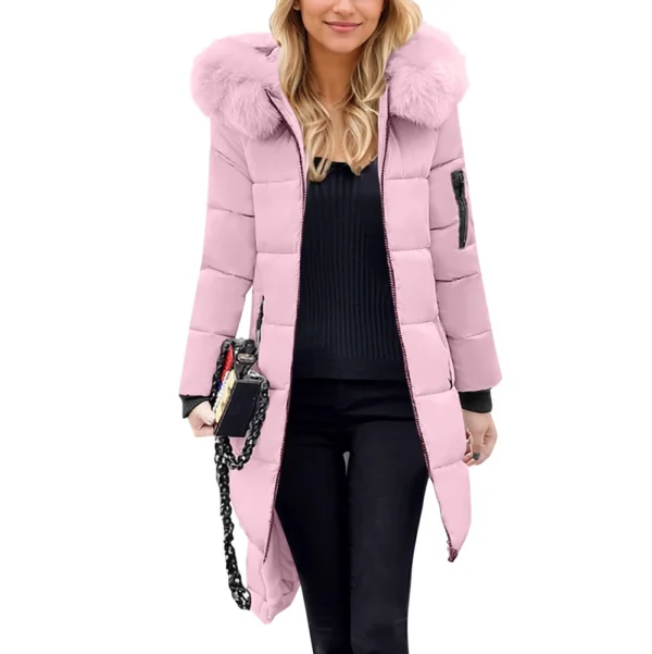 Women's Casual Warm Versatile Large Collar Solid Color Thickened Cotton Coat - Image 28