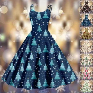 Women's Printed Strapless Christmas Fashion Gothic Cocktail Sexy Dress Punk