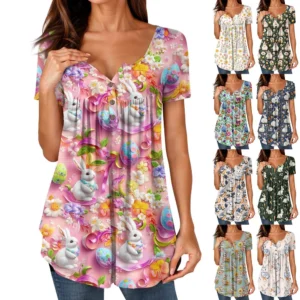 Women's Loose Round Neck Printed Fashion Short Sleeved Casual Daily T-Shirt