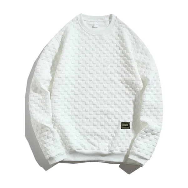 Fall And Winter Men's Hoodie Heavy Plaid Loose Casual Pullover Round Neck Shirt - Image 21
