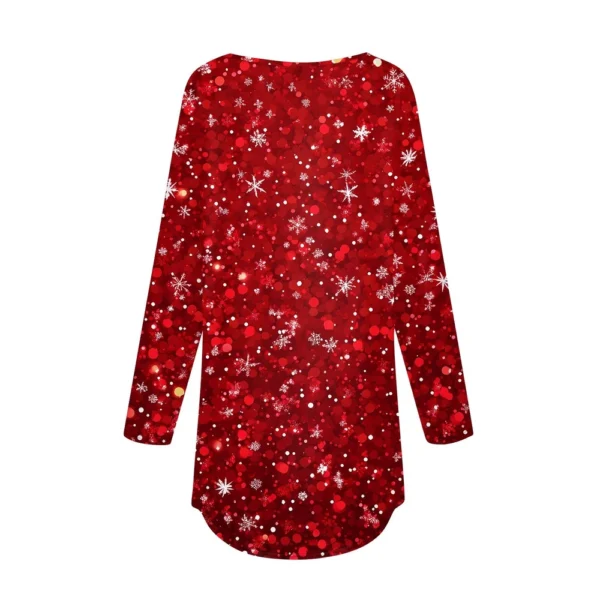 Women's Print Round Neck Christmas Loose T-Shirt Pullover Long Sleeve Top - Image 12