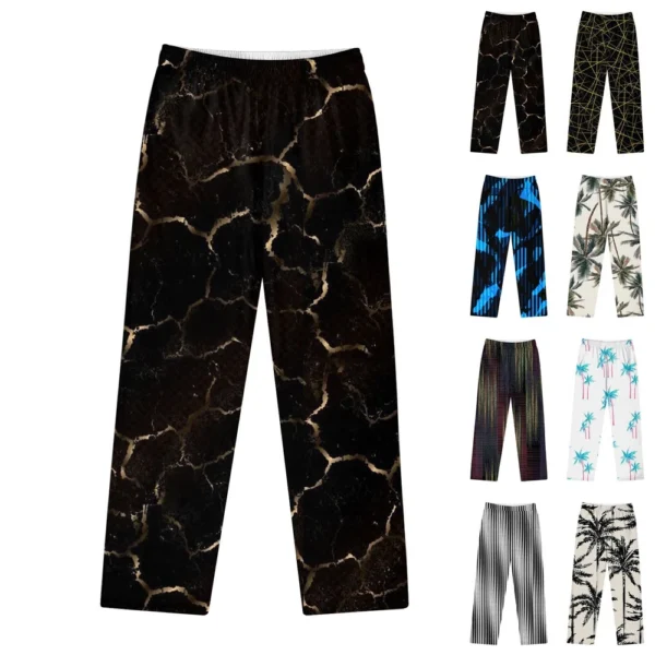 Men's Cotton Knitted Sports Pants Fashion Printed casual Sweatpants With Pockets